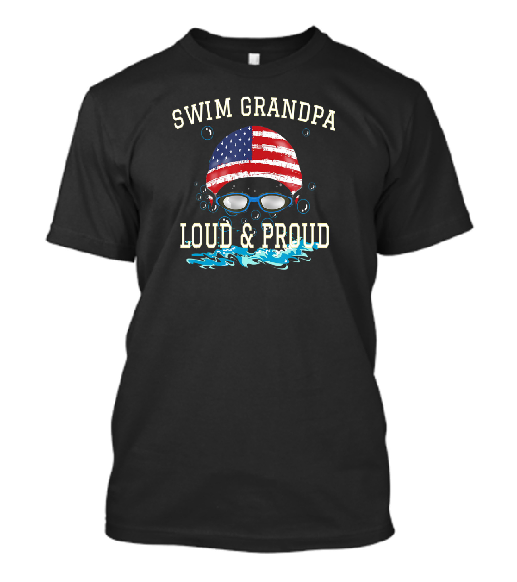 Swim Grandpa Loud And Proud American Flag Goggles T-Shirt