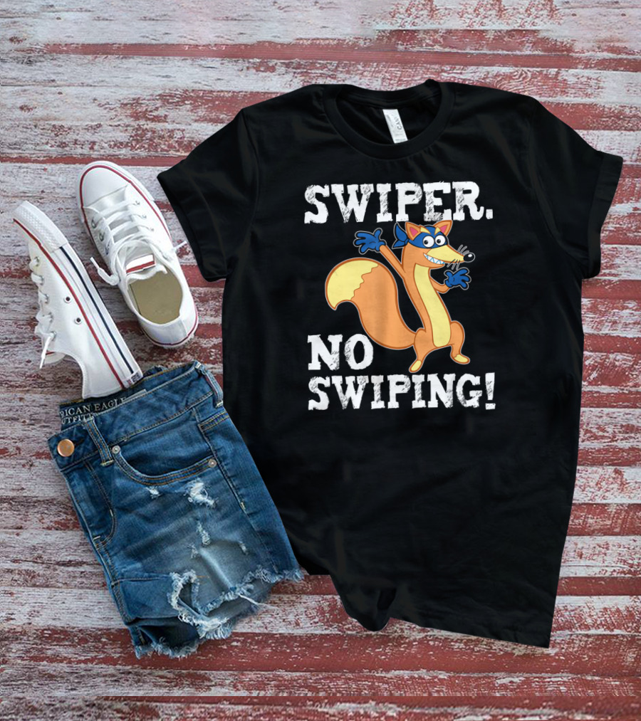 Swiper No Swiping Funny Fox Animated Character Warning T-Shirt