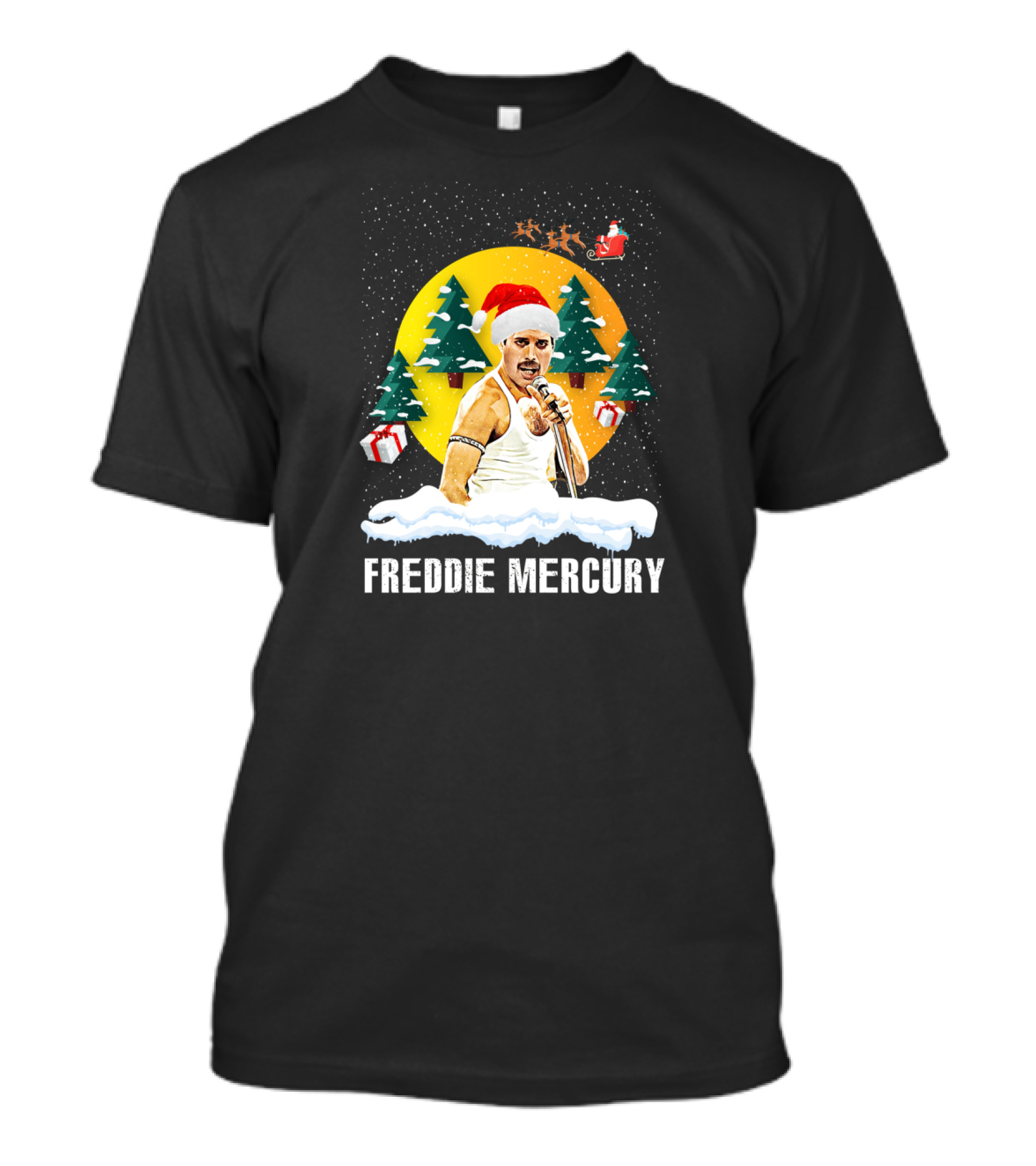 Freddie Mercurys Love Christmas Santa Hat Trees Gifts T-Shirt