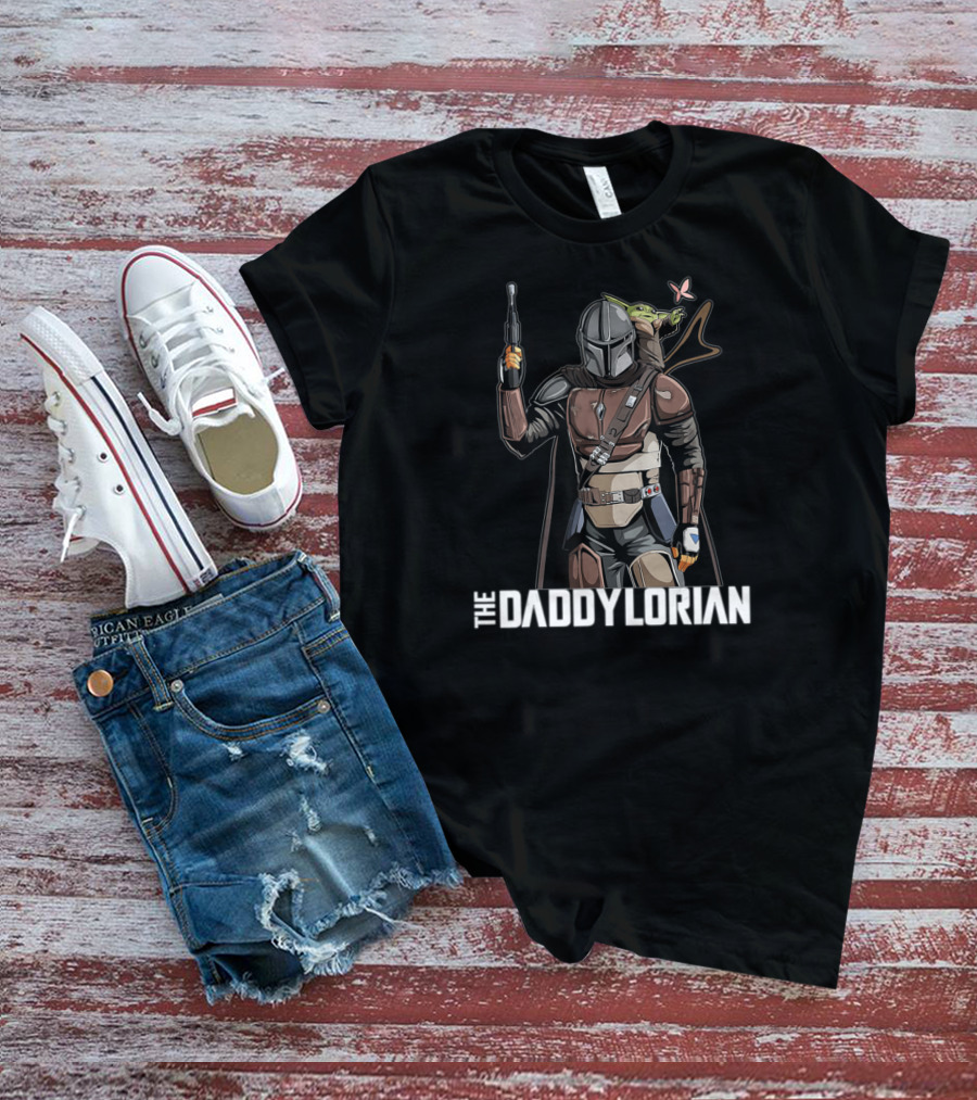 The Daddylorian Daddy Mandalorian Star Wars Parody With Baby Alien Companion T-Shirt