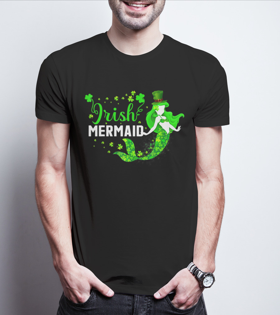 Irish Mermaid St Patrick Day Clover Hat T-Shirt