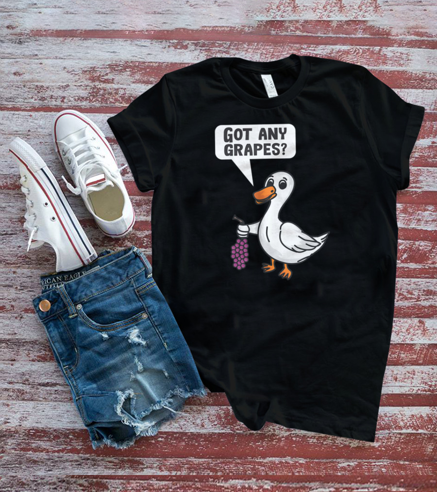 Duck Holding Grapes Asking Got Any Grapes? T-Shirt
