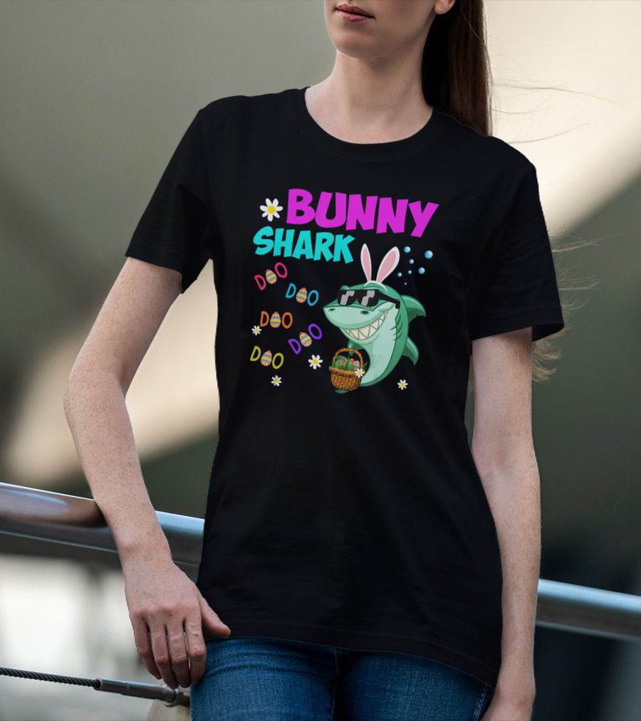 Bunny Shark Doo Easter Toddler Bunny Shark Sunglasses Basket T-Shirt