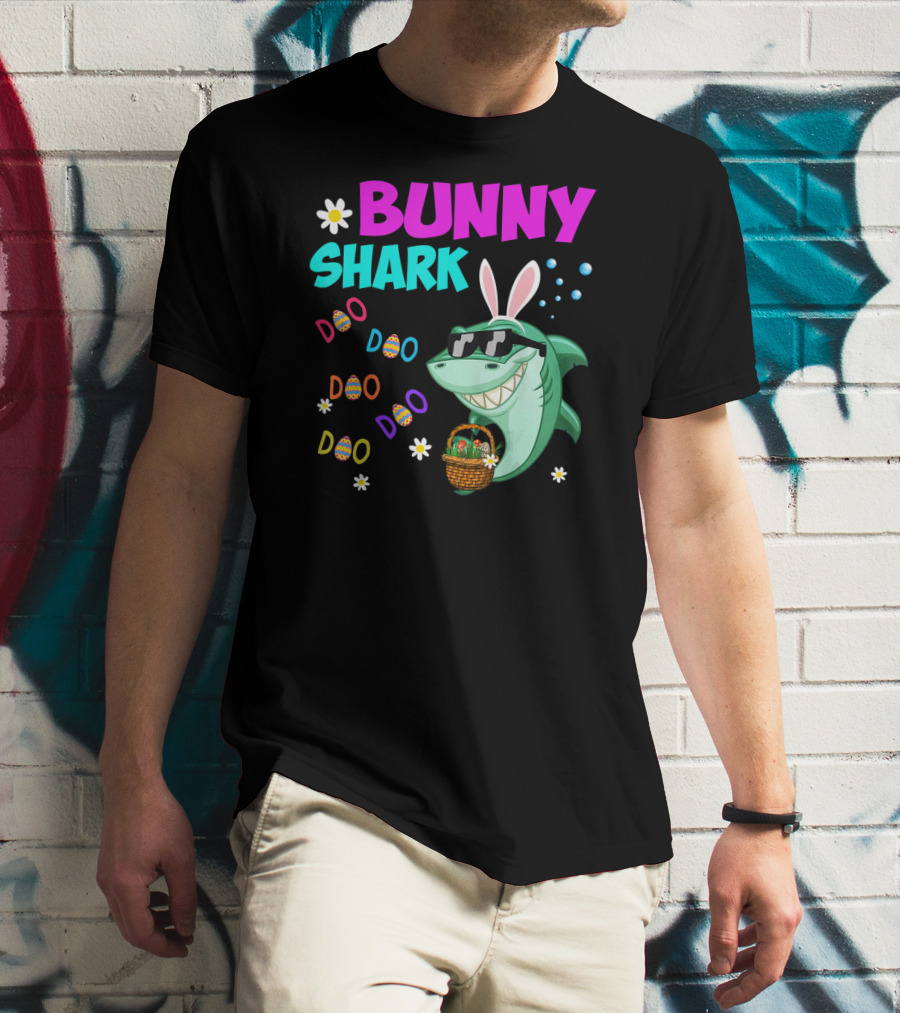 Bunny Shark Doo Easter Toddler Bunny Shark Sunglasses Basket T-Shirt