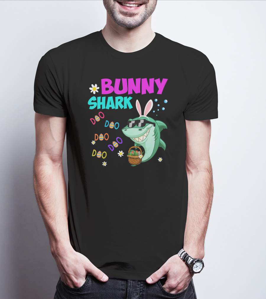 Bunny Shark Doo Easter Toddler Bunny Shark Sunglasses Basket T-Shirt
