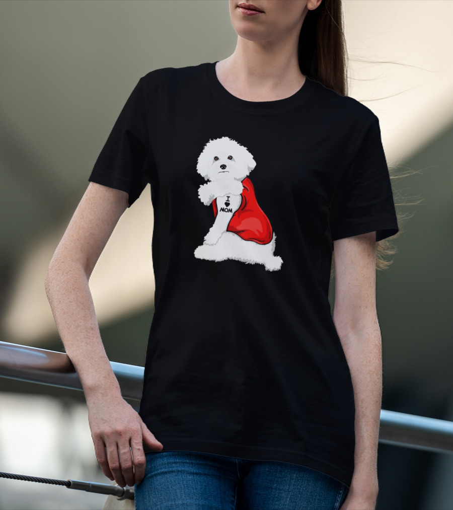 Bichon Frise I Love Mom Tattoo Red Cape T-Shirt