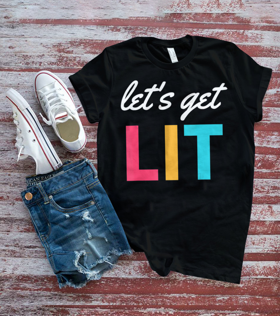 Let's Get Lit Funny Writers Teachers Retro T-Shirt