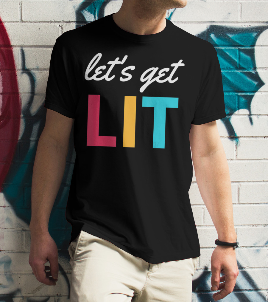 Let's Get Lit Funny Writers Teachers Retro T-Shirt