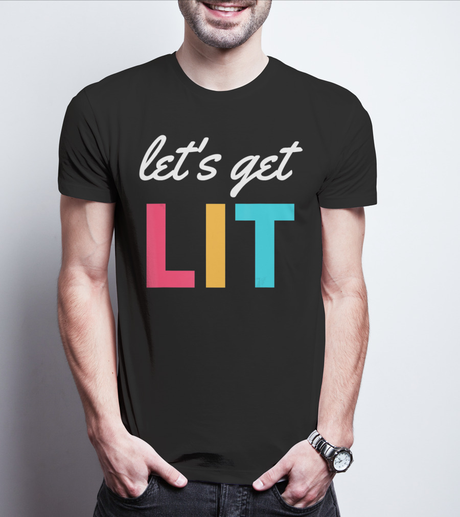 Let's Get Lit Funny Writers Teachers Retro T-Shirt