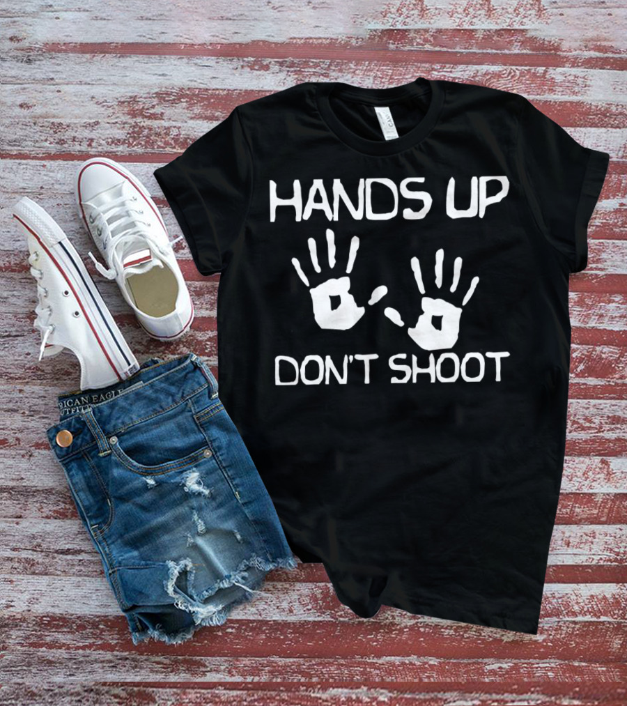 Hands Up Don't Shoot Statement With Handprint Symbols T-Shirt