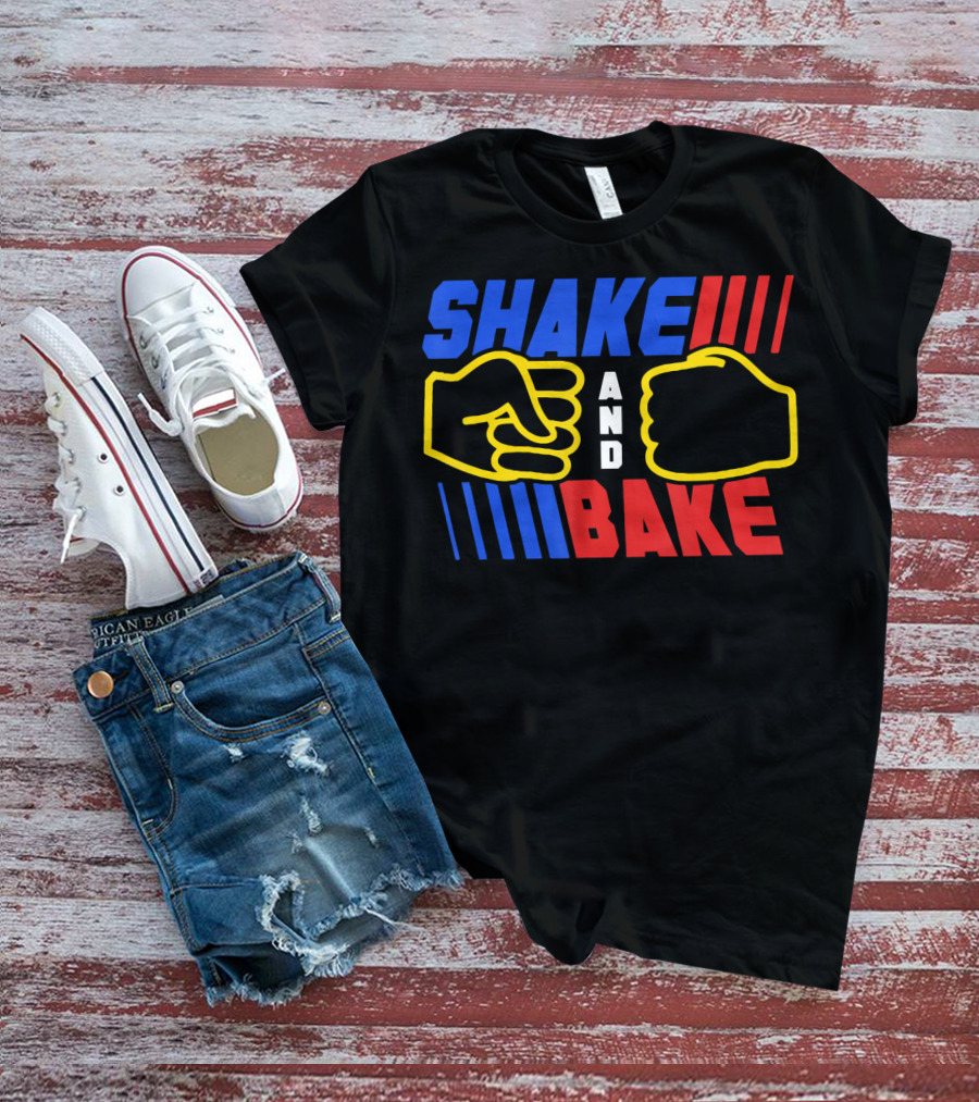 SHAKE AND BAKE Fist Bump Iconic Symbol Bold Colors T-Shirt