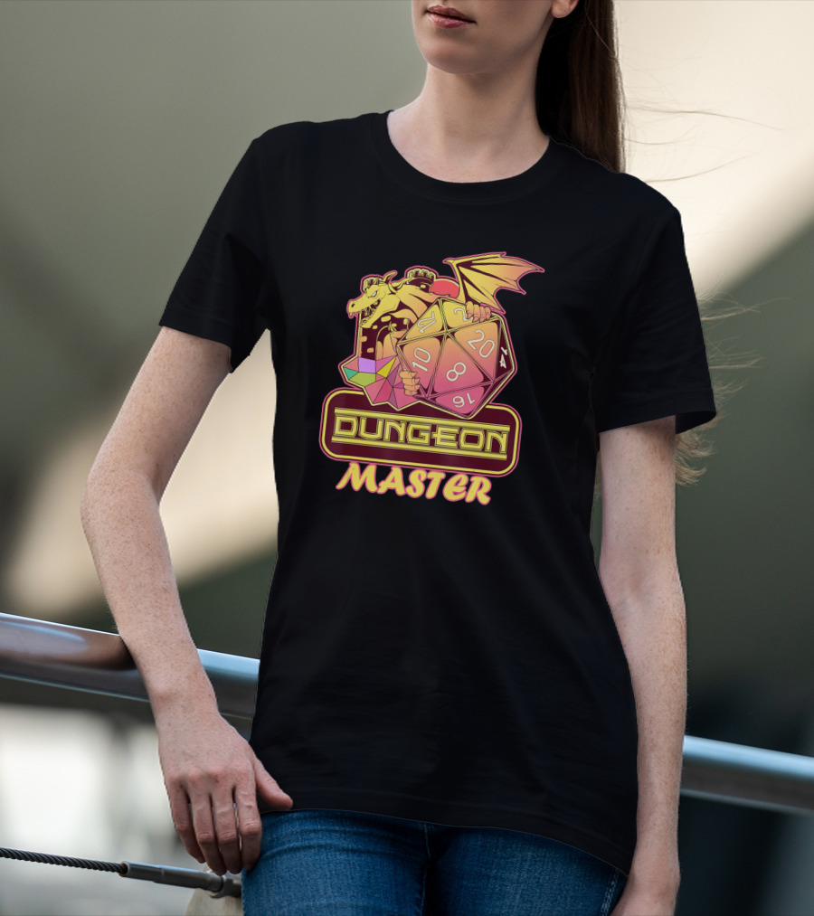 Dungeon Master Dragon D20 Dice Gaming T-Shirt