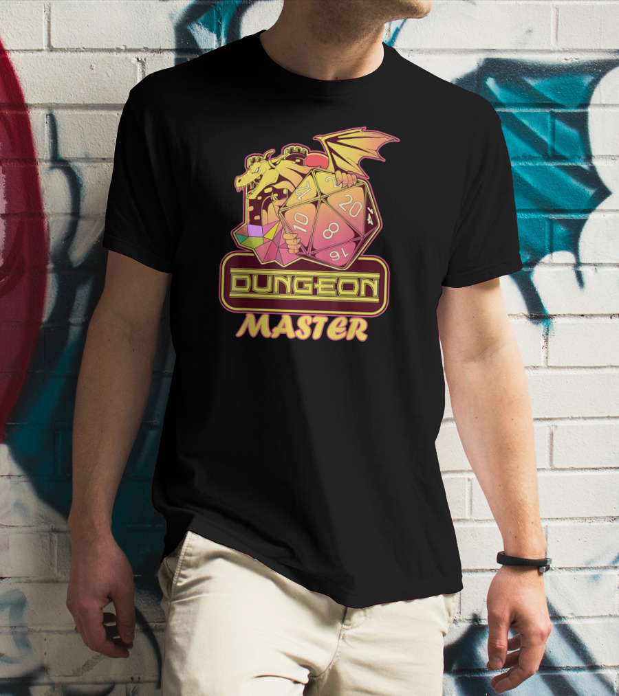 Dungeon Master Dragon D20 Dice Gaming T-Shirt
