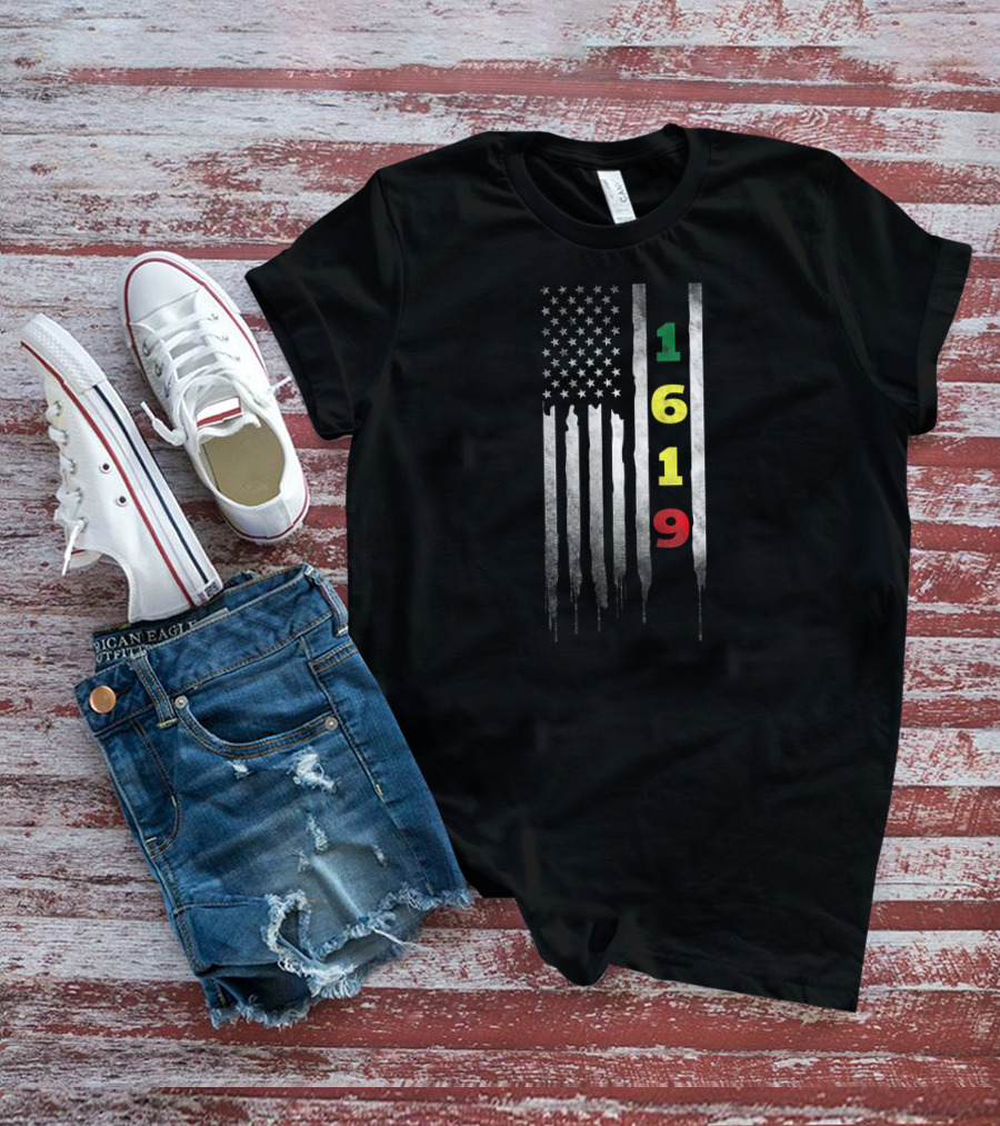 Project 1619 Our Ancestors American United States Flag Rasta Colors T-Shirt