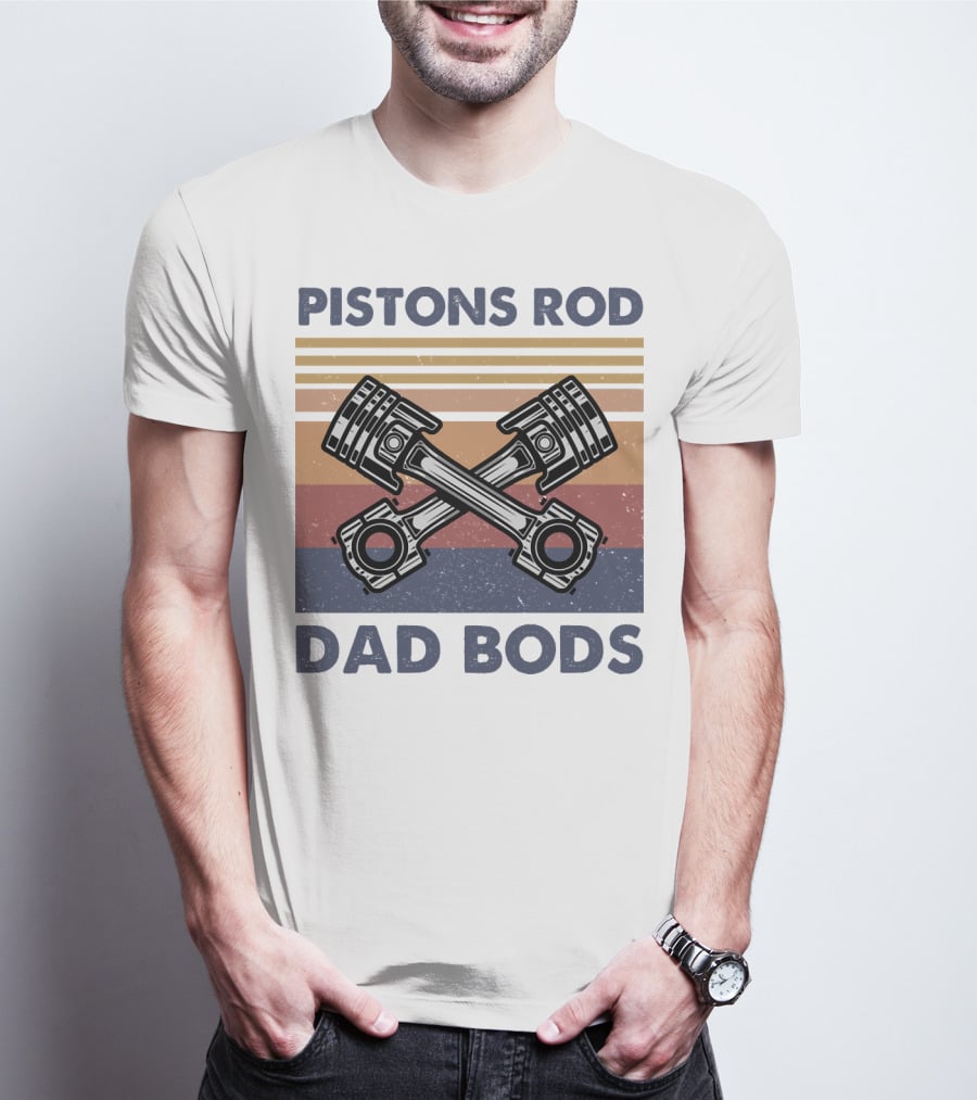 Pistons Rod Dad Bods Vintage Stripes Retro Car T-Shirt