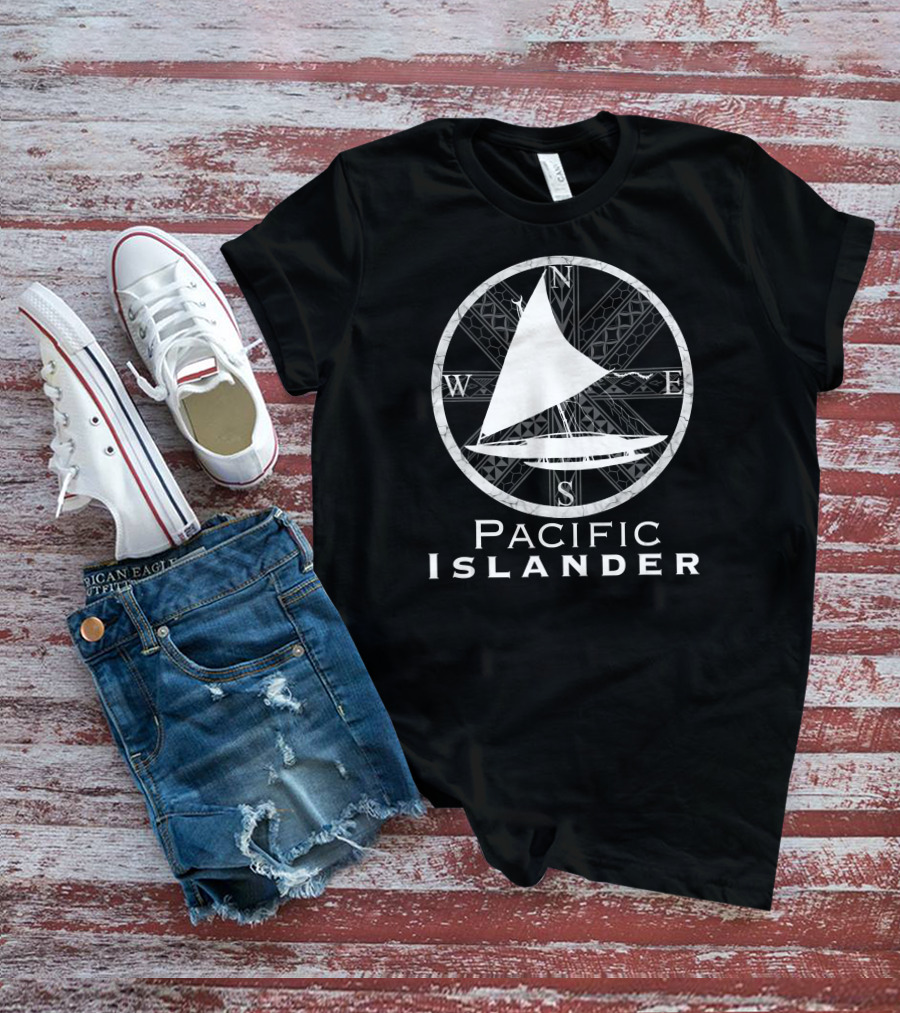 Pacific Islander Tribal Canoe Compass Sailboat T-Shirt