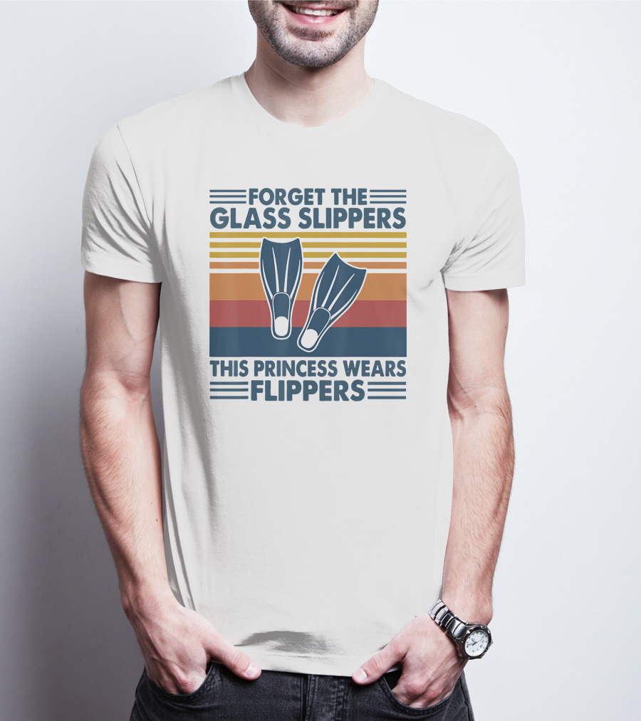 Forget The Glass Slippers This Princess Wears Flippers Retro Stripes T-Shirt