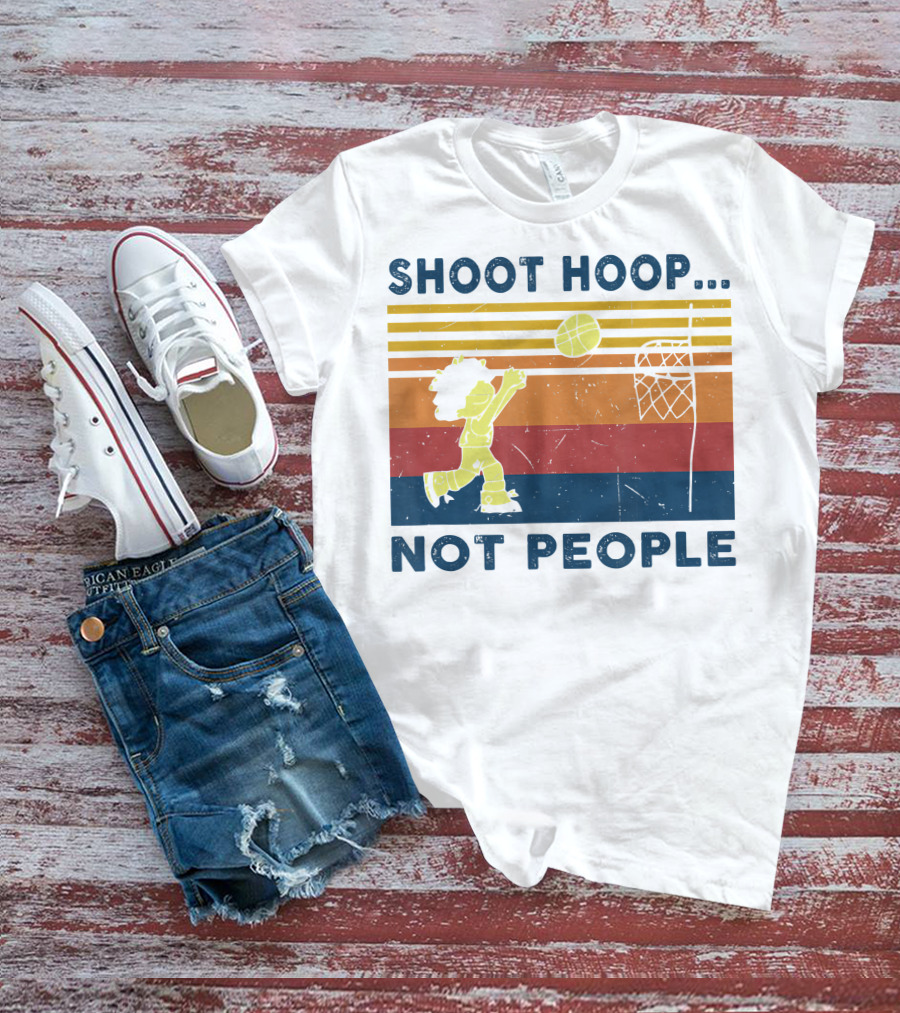 Shoot Hoop Not People Retro Basketball Stripes T-Shirt