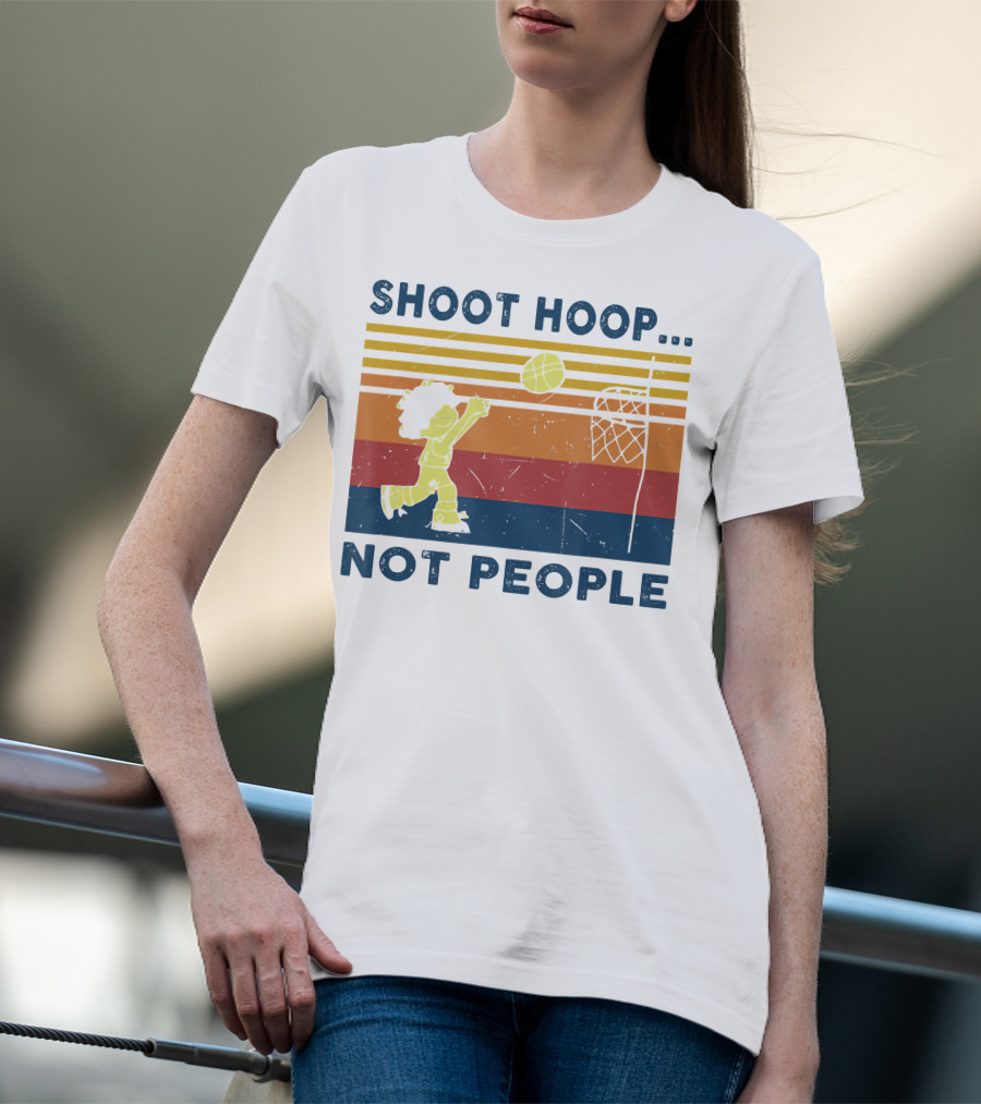 Shoot Hoop Not People Retro Basketball Stripes T-Shirt