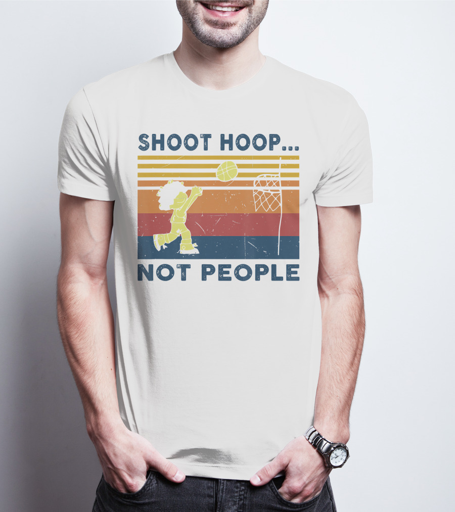 Shoot Hoop Not People Retro Basketball Stripes T-Shirt