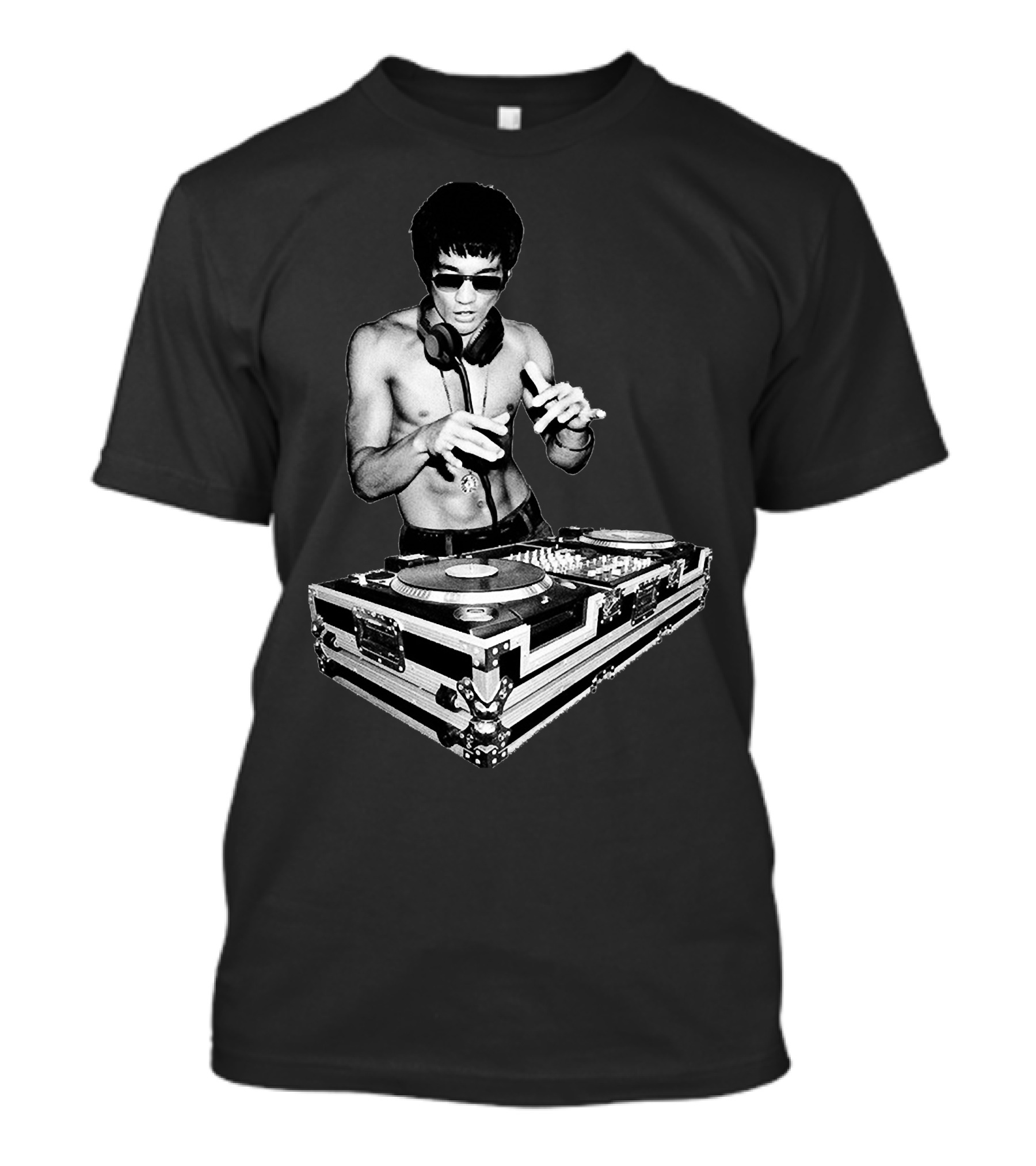 Bruce Lee Mixing Vinyl DJ Decks T-Shirt