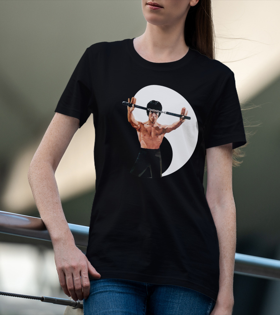 Bruce Lee Nunchaku Pose Yin Yang Martial Arts T-Shirt