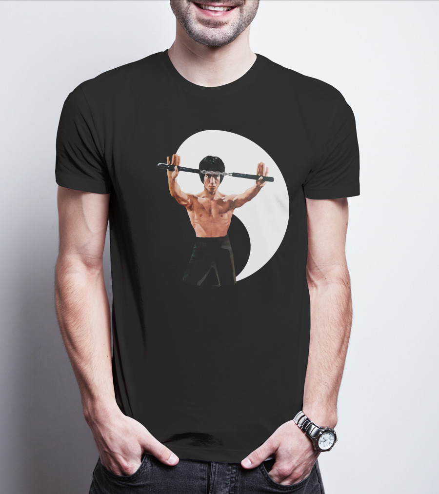 Bruce Lee Nunchaku Pose Yin Yang Martial Arts T-Shirt