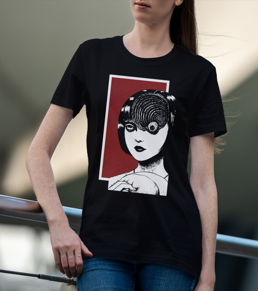 Junji Ito Uzumaki The Great Spiral Horror Manga Face With Spiral Eye T-Shirt