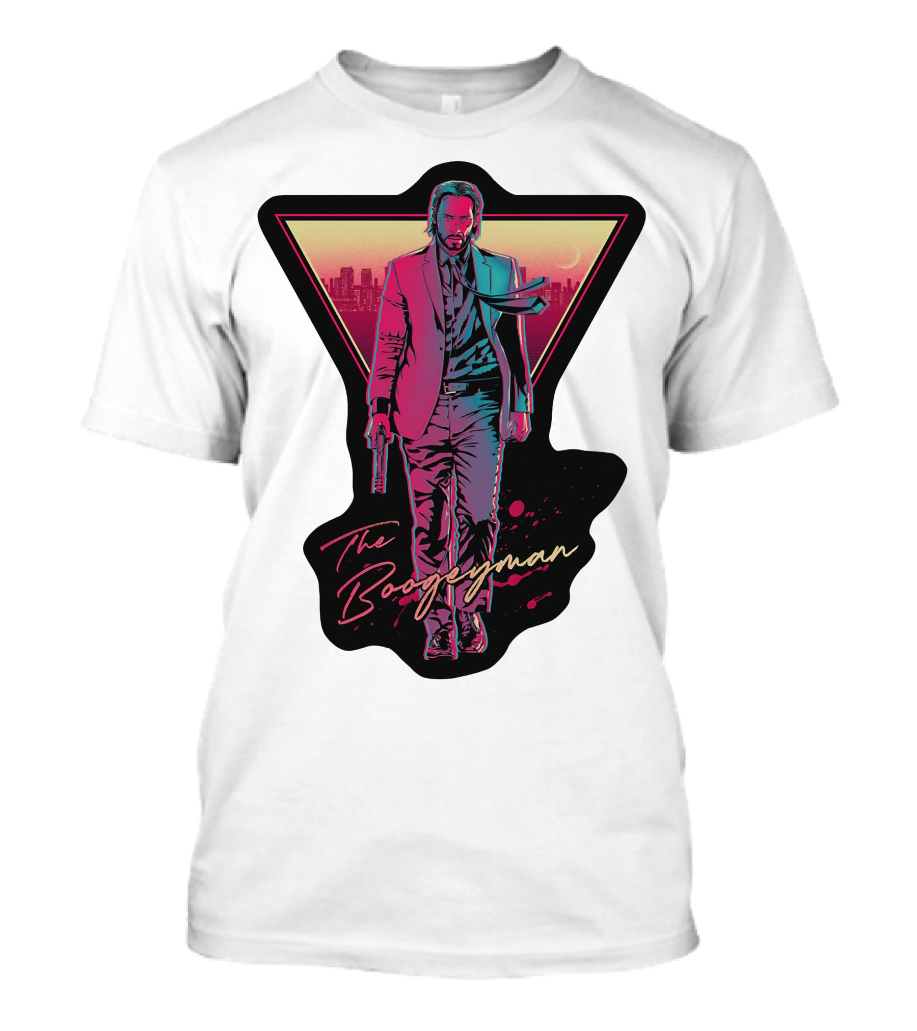 Keanu Reeves The Boogeyman Neon Cityscape T-Shirt