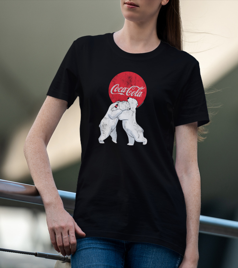 Coca Cola Christmas Polar Bears Embrace Classic T-Shirt