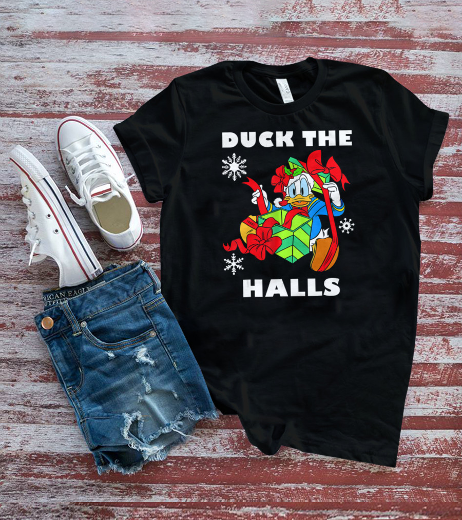 Disney Donald Duck The Halls Christmas Gift Box Holiday T-Shirt
