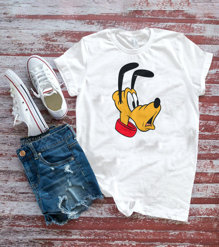 Disney Mickey And Friends Pluto Big Face With Red Collar T-Shirt
