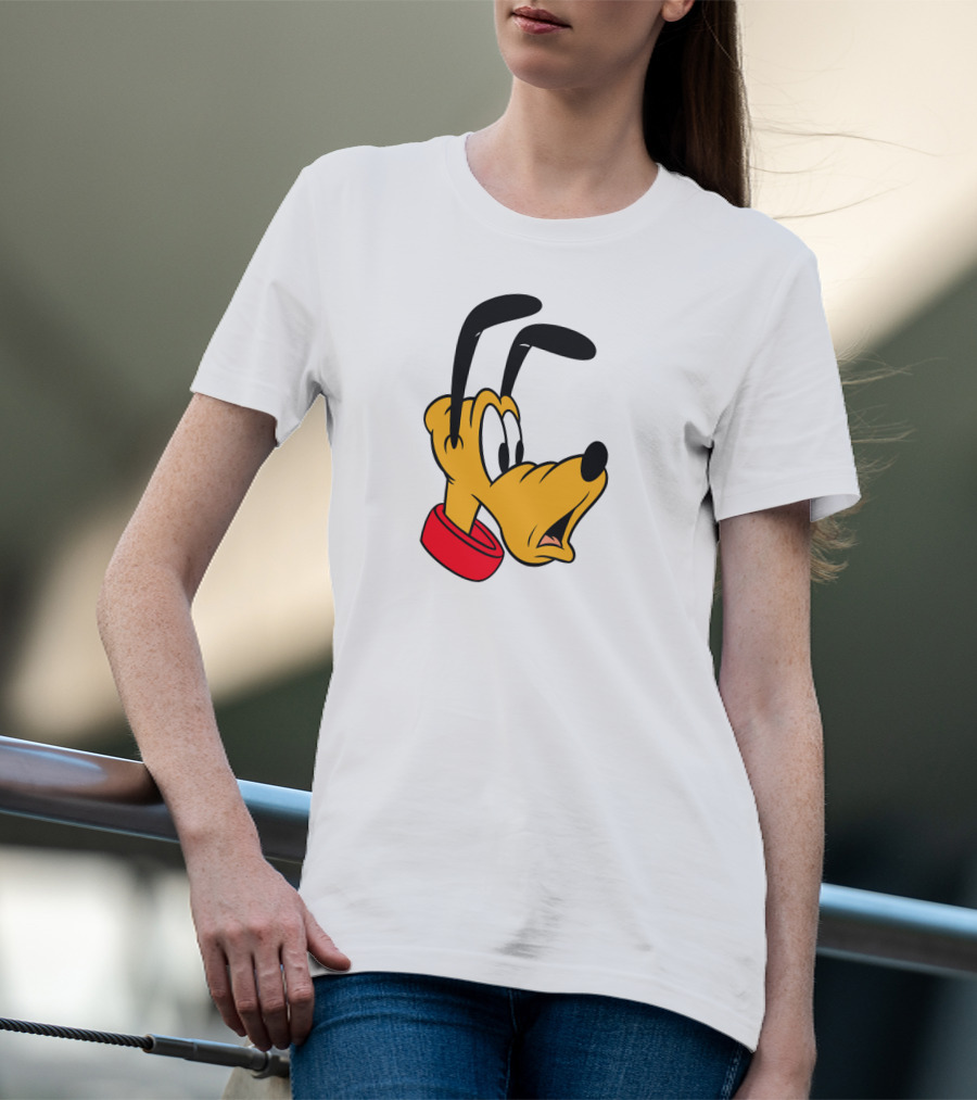 Disney Mickey And Friends Pluto Big Face With Red Collar T-Shirt