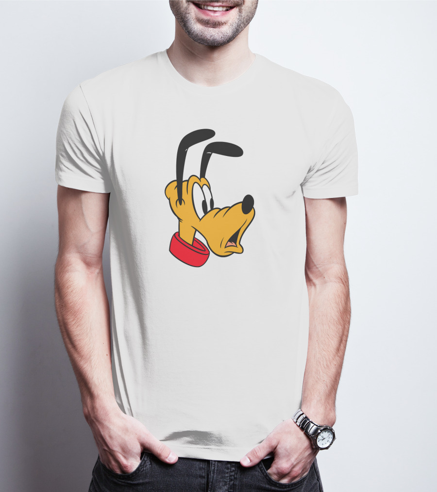 Disney Mickey And Friends Pluto Big Face With Red Collar T-Shirt