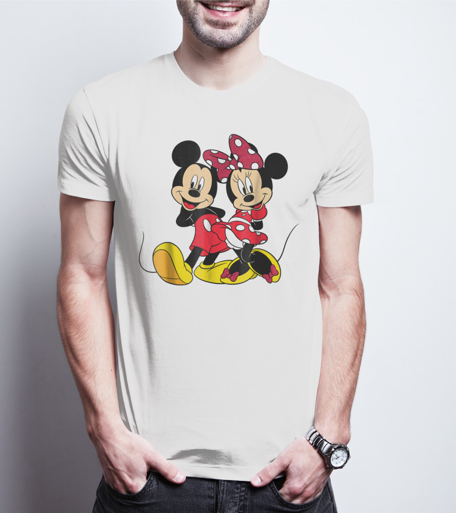 Mickey And Minnie Big Mouse Disney Yellow Shoes Red Bow T-Shirt
