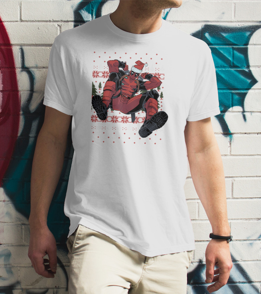 Marvel Deadpool Christmas Santa Hat Ugly T-Shirt
