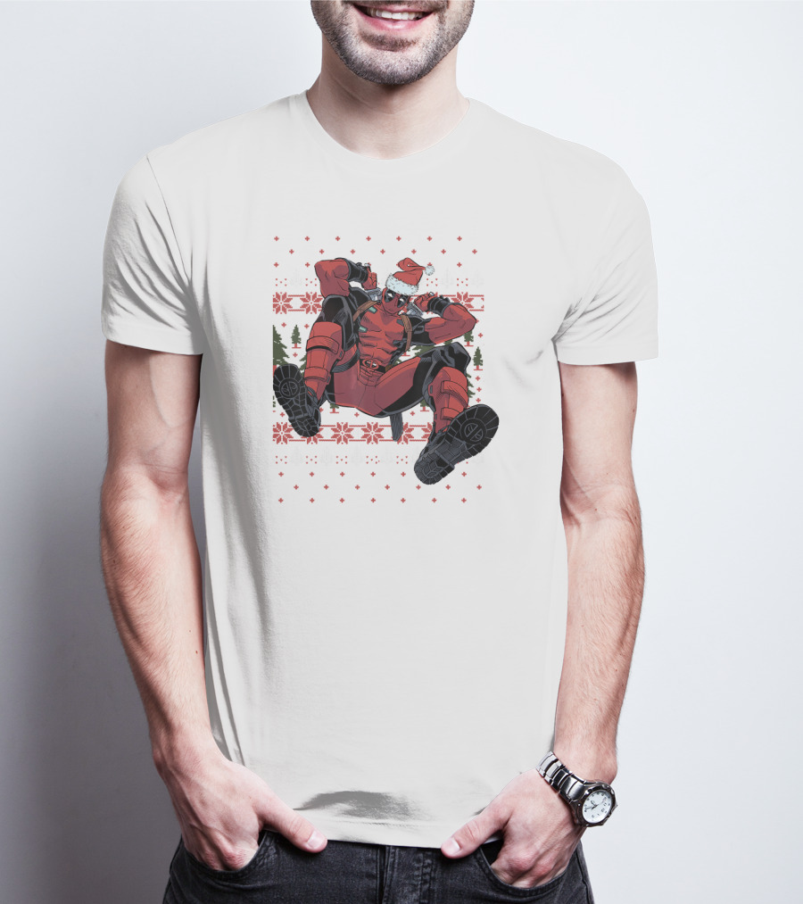Marvel Deadpool Christmas Santa Hat Ugly T-Shirt