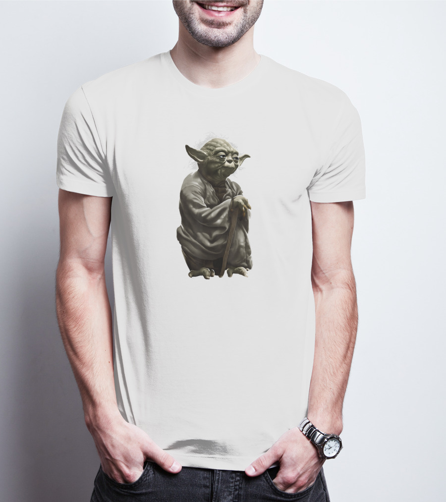 Star Wars Yoda Wise Jedi Master Crouching With Cane T-Shirt