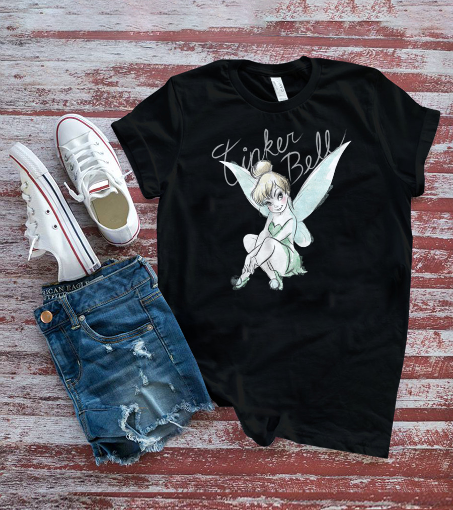 Disney Tinker Bell Fairy Sitting Illustration Tinker Bell T-Shirt