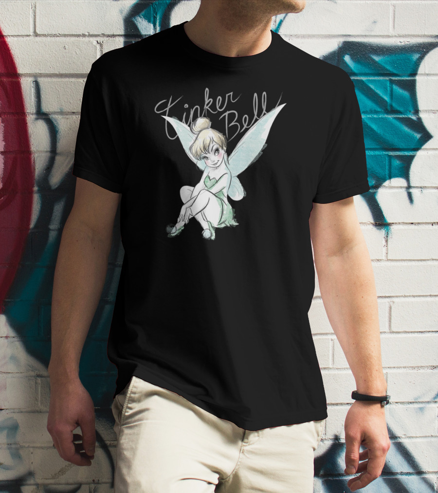 Disney Tinker Bell Fairy Sitting Illustration Tinker Bell T-Shirt
