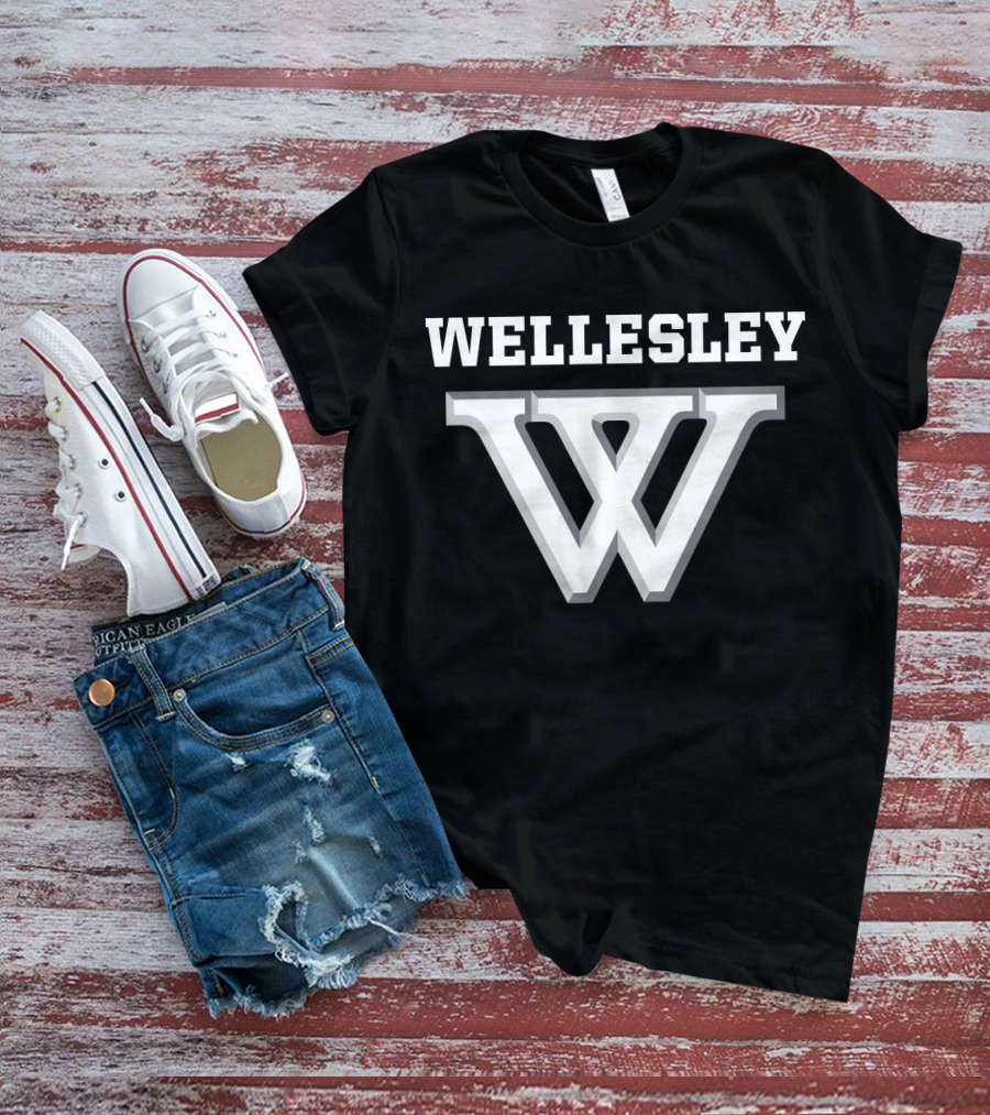 Wellesley College NCAA Bold Lettering And Iconic W T-Shirt