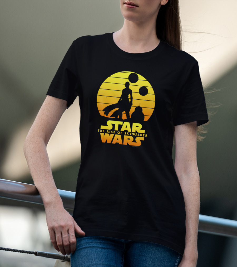Star Wars The Rise Of Skywalker Rey BB Silhouette Sunset Scene T-Shirt