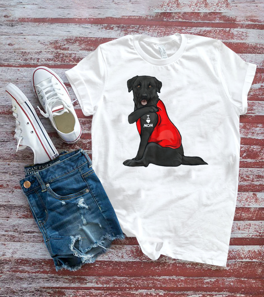 I Love Mom Funny Labrador Retriever Dog Tattoo Red T-Shirt