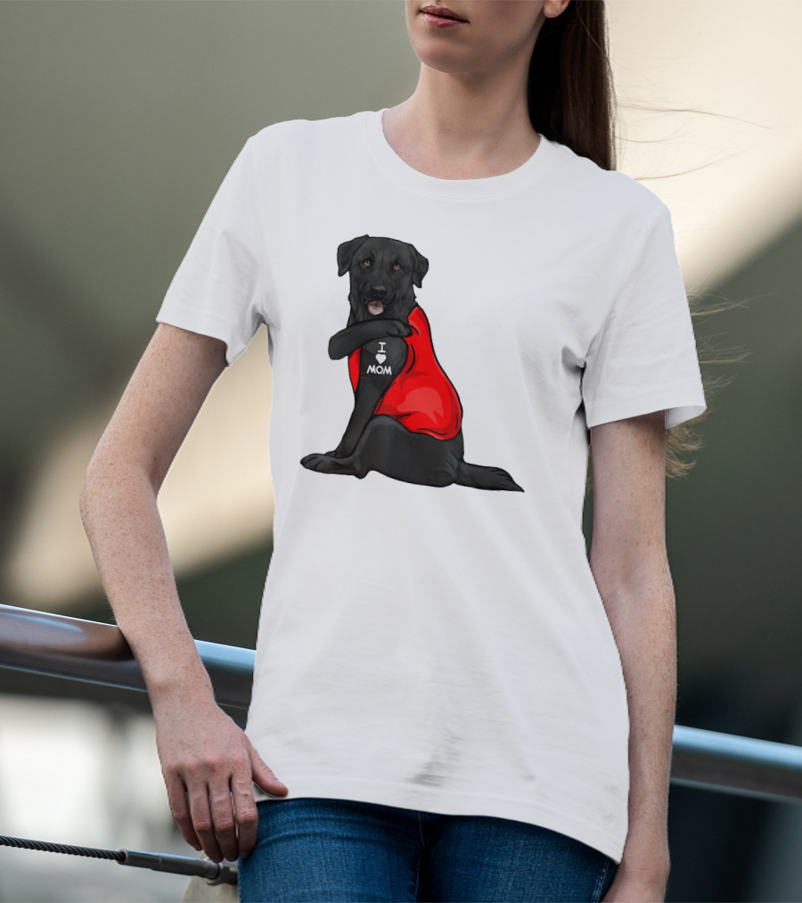 I Love Mom Funny Labrador Retriever Dog Tattoo Red T-Shirt