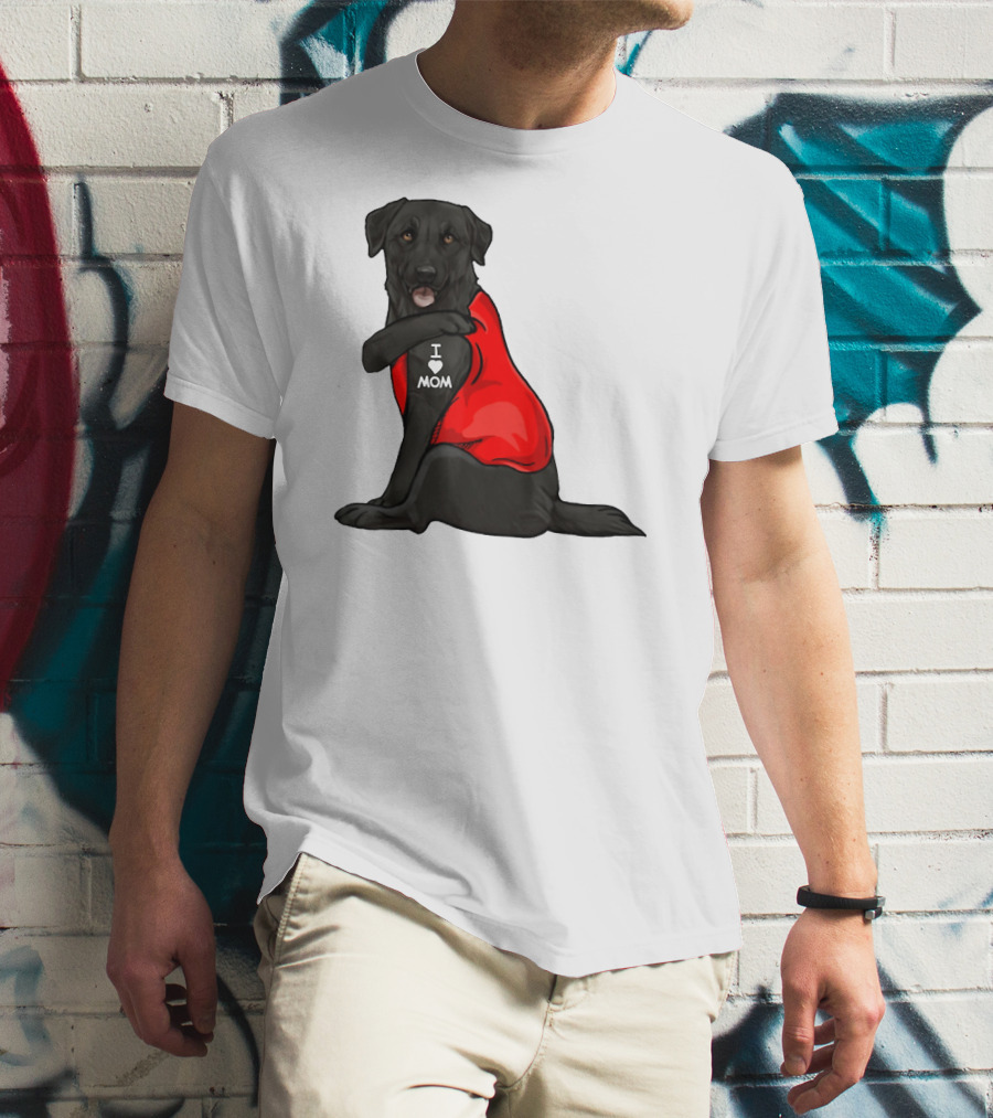 I Love Mom Funny Labrador Retriever Dog Tattoo Red T-Shirt
