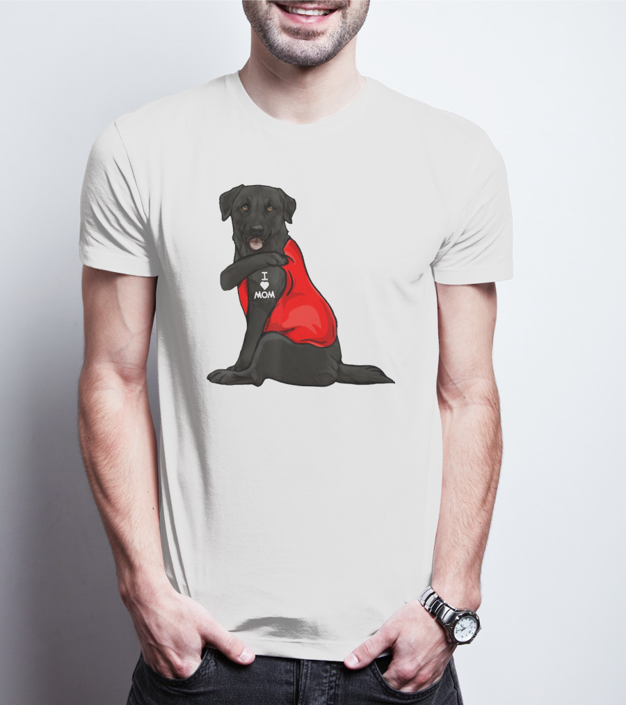 I Love Mom Funny Labrador Retriever Dog Tattoo Red T-Shirt