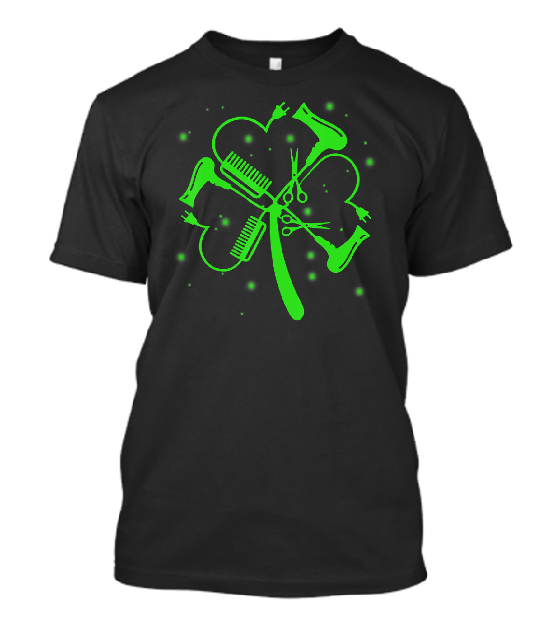 Hair Stylist Shamrock Hairdryer Comb Scissors St. Patrick's Day T-Shirt