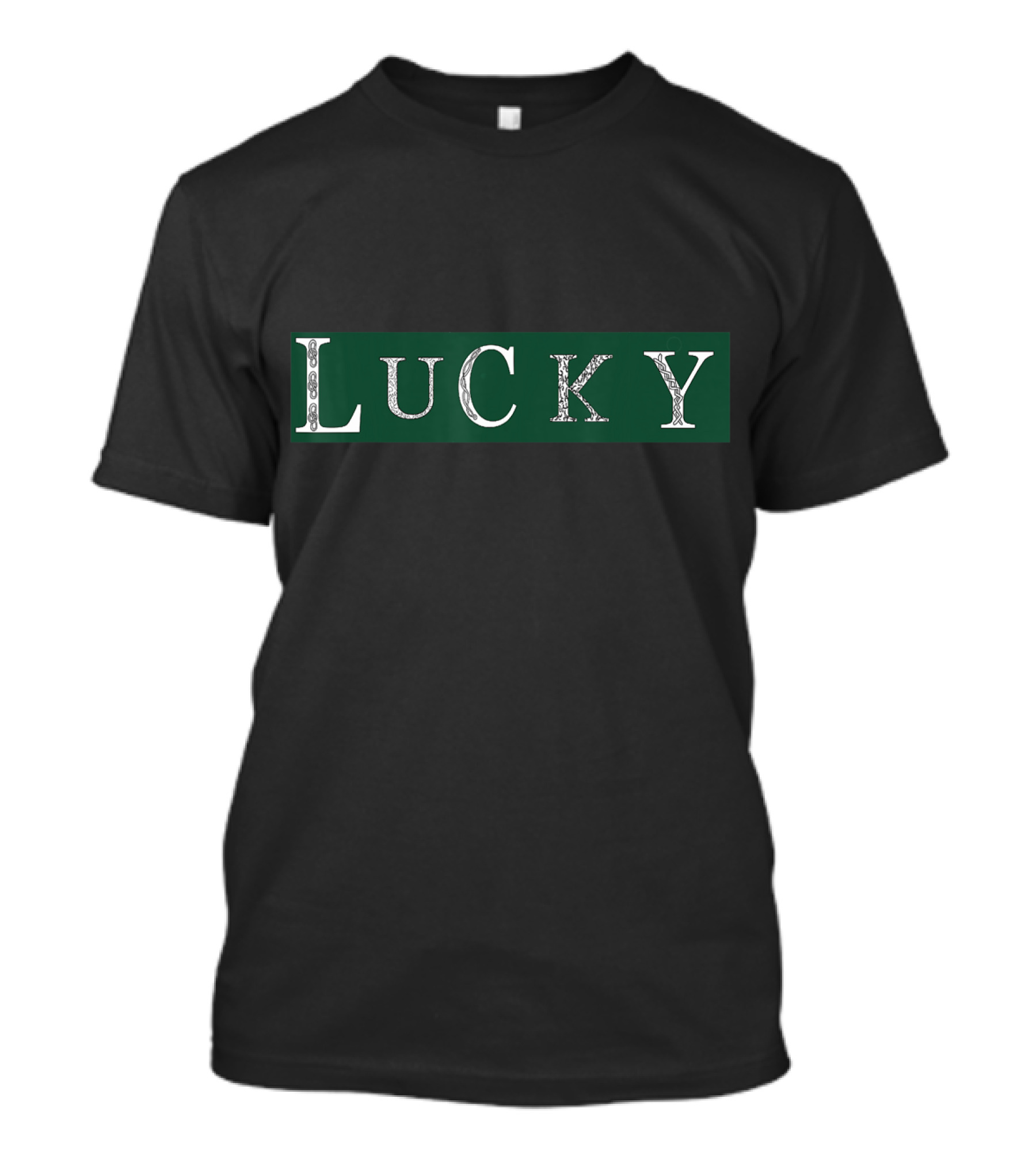 Lucky Celtic Irish Style Text Green T-Shirt