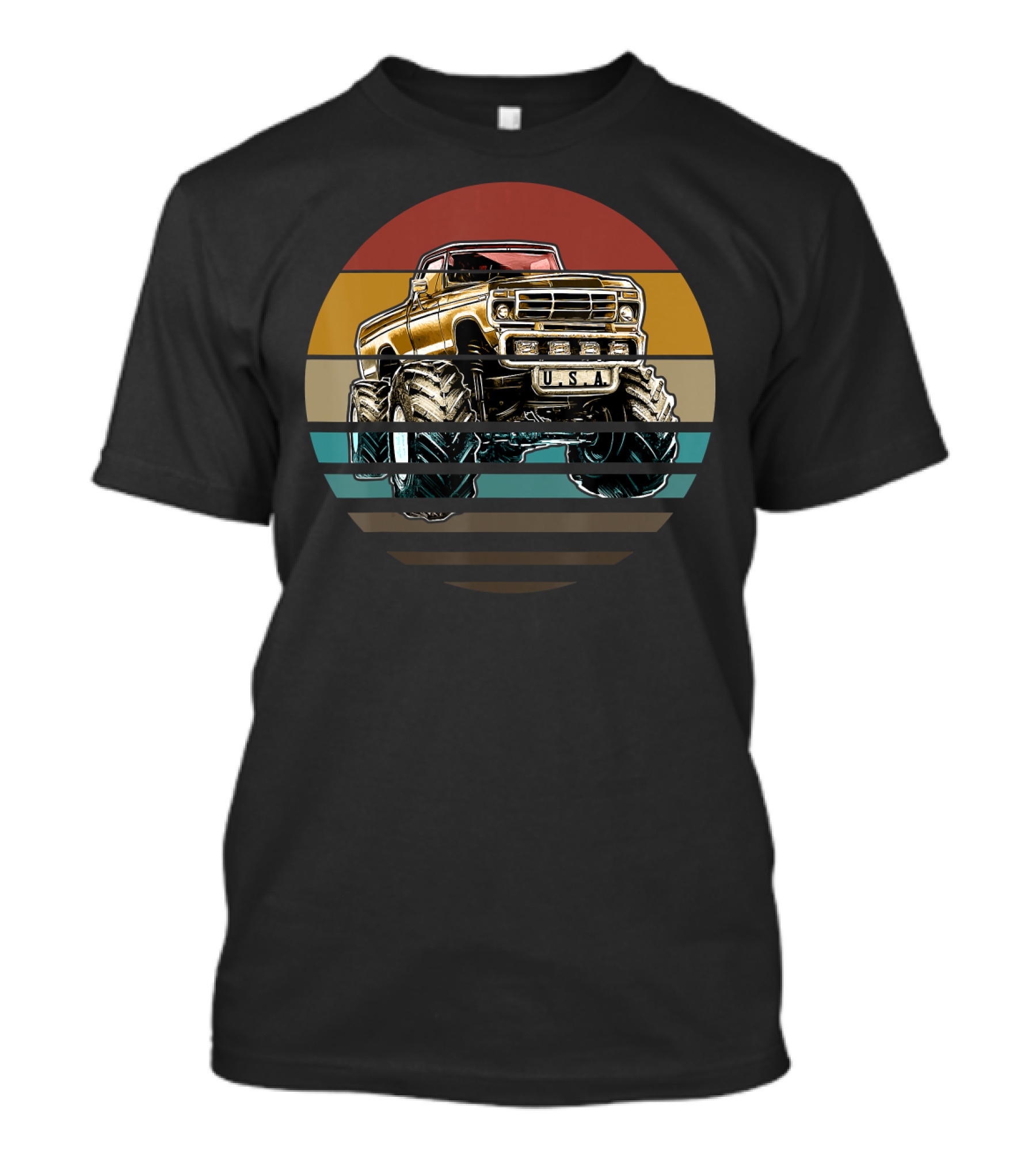 USA Retro Vintage Monster Truck Sunset T-Shirt