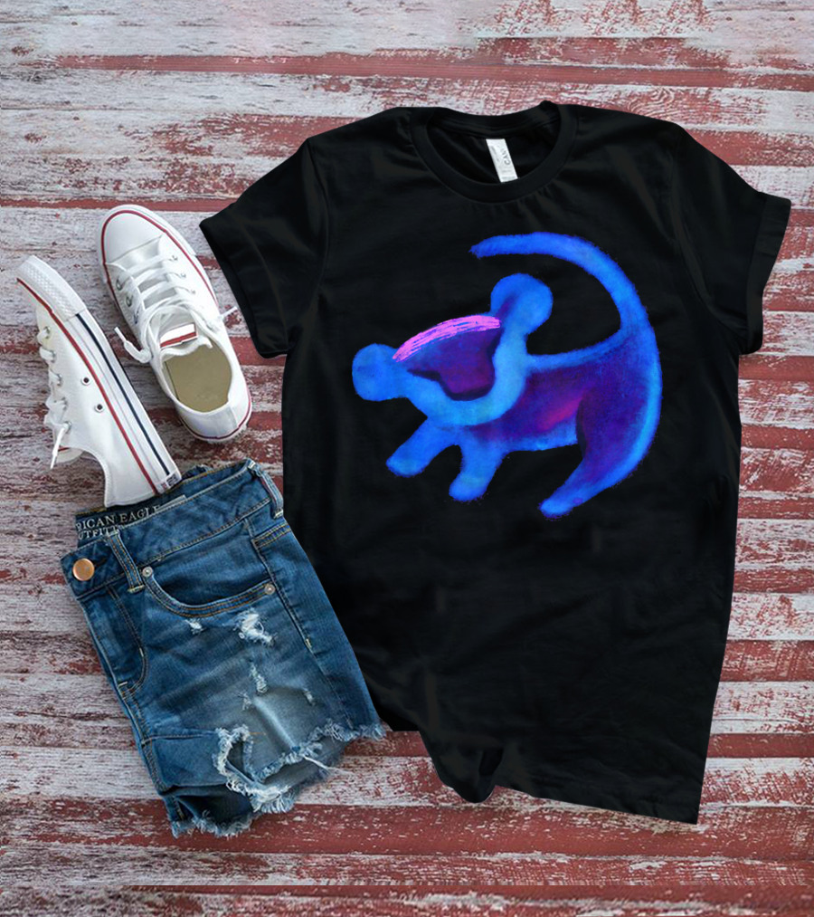 Disney Lion King Simba Neon Blue Cave Painting Hue T-Shirt